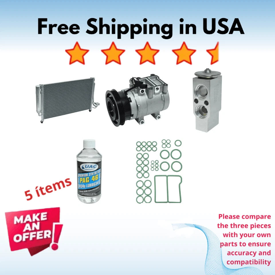 Compressor, Condenser & Valve A/C Fit Kia Rio 2003-2005 - Image 1 of 4