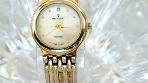 Peugeot 771 ladies watch MOP face diamond gold tone bracelet watch ( 81) - Picture 1 of 8