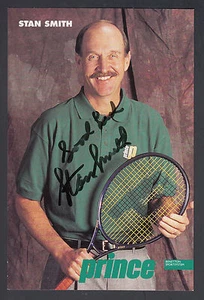 Stan Smith Tennis HOF Auotgraphed 4x6 Prince Equipment Player Photo Card JSA COA - Picture 1 of 2