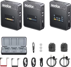 Godox MoveLink II M2 2.4GHz Wireless Lavalier Microphone System w/ Charging Case - Picture 1 of 10