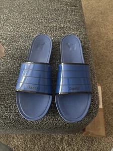 GOATS Black/Blue Stripe Comfortable Slip On Slide Sz 10 - Picture 1 of 1