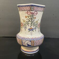 REAL CERAMICA Coimbra Hand Painted Floral Vase Signed Made In Portugal