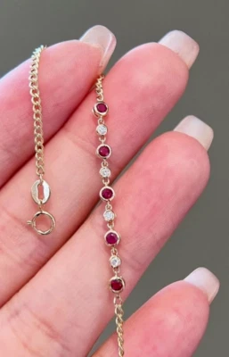 Women's Wedding Bracelet 2Ct Round Cut Lab-Created Ruby 14K Yellow Gold Plated - Image 1 of 4