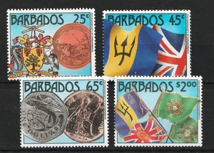1987 Barbados Sc# 714-17 - Flaggen, Münzen, Siegel der Kolonie. MNH Satz Cv$7.75 - Bild 1 von 1