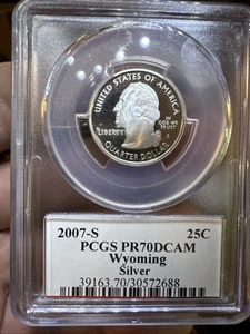 2007 S Wyoming State Silver  Quarter Pr 70 Dcam State Flag - Picture 1 of 7