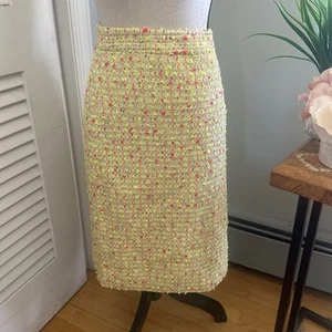 J CREW Womens Skirt No 2 Pencil Neon Yellow Hot Pink Tweed Preppy Academia | 8 - Picture 1 of 12