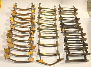 Vintage AJAX Set of 33 SOLID COPPER Chevron Drawer Pull Cabinet Handle w/ Screws - Picture 1 of 24
