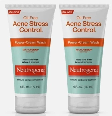 Neutrogena Oil-Free Acne Stress Control Power-Cream Wash Cucumber 6 oz. (2)Tubes - Image 1 of 4