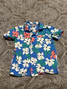 Hanna Andersson Floral Print Button Up In Cotton Poplin Tropical Size 5 - Picture 1 of 4