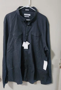 Calvin Klein Mens 2XL Button up SLIM FIT Dress Shirt. Carbon Gray. New w Tags! - Picture 1 of 12