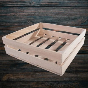Small Square Wooden Crates Decorative Display Box Organisation Basket Plan Wood - Picture 1 of 31