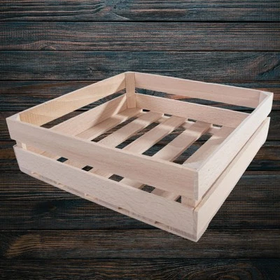 Small Square Wooden Crates Decorative Display Box Organisation Basket Plan Wood - Image 1 of 4