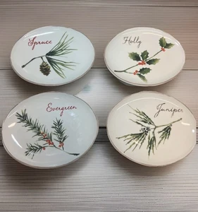 4 Piatti Espositore Insalatiera Ceramica Porcellana Tema Cabina Invernale Natalizia per Etichetta - Foto 1 di 10