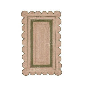 Jute Runner Natural Fiber Jute Rug With Green Border Rug Custom Size Home Decor - Picture 1 of 5