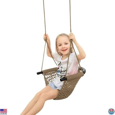 Asiento oscilante para niños pequeños de alta resistencia JKsmart - capacidad de 440 libras, interior/exterior, marrón Foto 1 de 4