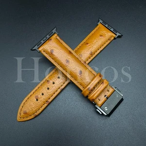 38 40 41 42 44 45 46 49 mm gelb Leder Straußen Uhrenarmband Armband Schnellverschluss - Bild 1 von 16