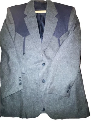 Abrigo deportivo Circle S Dallas Texas para hombre talla 44R 2 botones azul/gris Foto 1 de 4