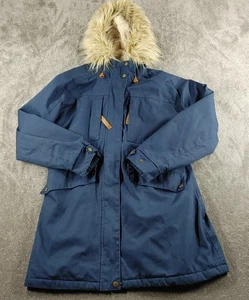 Trespass Jacket Womens UK 16 Navy Parka Faux Fur Hood - Picture 1 of 13