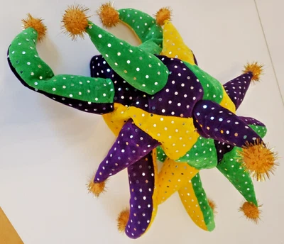 Sombrero Bufón Terciopelo Plata Bengalas Carnaval Mardi Gras Halloween Disfraz Foto 1 de 4