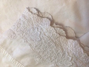 SÁBANA PLANA KING BORDADA BLANCA SIMPLE SHABBY CHIC - Imagen 1 de 8