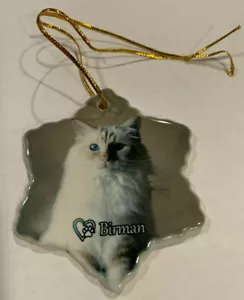 Birman Cat Porcelain Star Shaped Christmas Ornament New - Picture 1 of 1