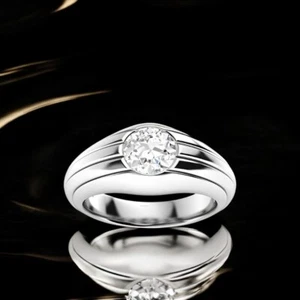 Anillo redondo de diamantes cultivados en laboratorio de 1,00 quilates de oro blanco de 18 k con certificación IGI banda de 8 mm - Imagen 1 de 10