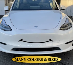 TESLA Smile Happy Day Front Bumper Sticker Customize Mouth Hood Cust - Picture 1 of 2
