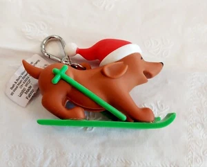 Bath and Body Works Dog Skiing Pocket Holder Christmas, Holiday 2022 Rubber NEW - Picture 1 of 5