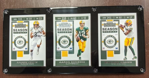 GREEN BAY PACKERS 3 CARD PLAQUE AARON JONES AARON RODGERS DAVANTE ADAMS Cover