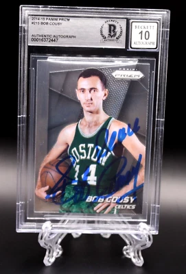 BOB COUSY SIGNED 2014-15 PANINI PRIZM #215 CARD BECKETT BGS BAS GRADED 10 AUTO - Image 1 of 3