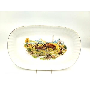 Vintage Wunsiedel Bavaria Porzellan Moose/Bucks Platter Gold Trim - Picture 1 of 5