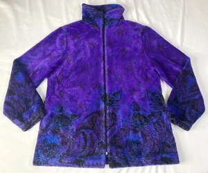 Vintage Cats Polar Magic Full Zip Jacket Insulated Fleece Canada Purple 90s VTG - Picture 1 of 9