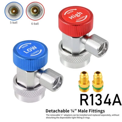 Juego de conectores automáticos de calibre de CA de colector alto y bajo adaptadores de acoplador rápido de aire acondicionado R134A Foto 1 de 4