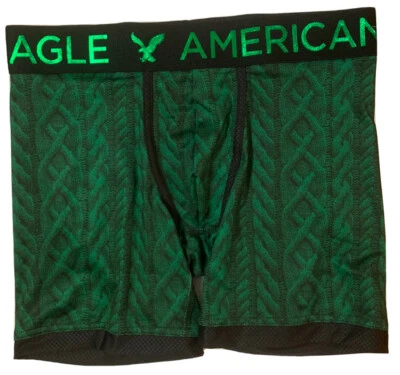 American Eagle AEO Flex 平角裤冬季毛衣绿色金色超小号 XS — 第 1/3 张图片