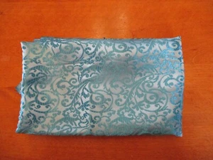 2 pcs Aqua Scroll design poly blend brocade fabric 44" w x 1-2/3 yards+ 44"x30" - Picture 1 of 1