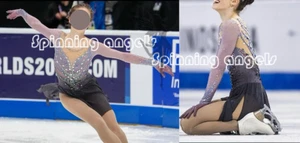 Eiskunstlaufkleid Damen / Mädchen Eislaufkleid grau gefärbt - Bild 1 von 7