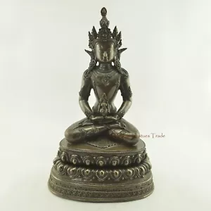 Estatua de aleación de cobre oxidado Aparmita/Amitayus 13,75" de fina calidad Patan Nepal - Imagen 1 de 4
