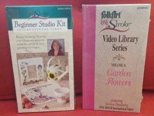 One Stroke Folk Art 2 NEW VHS Lot Beginner Studio Kit Volume 4 Garden Flowers - Picture 1 of 5