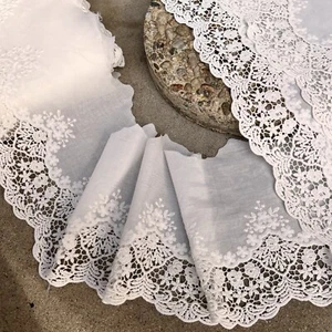 Embroidered cotton Lace trim 7,5-14 inches (19-35 cm) wide for Bridal, Crochet - Picture 1 of 7