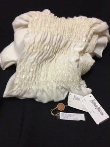 Estola envolvente Loro Piana cachemir y seda beige fruncido con lentejuelas ETIQUETAS NUEVAS - Imagen 1 de 3
