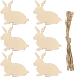 20 Pieces Wooden Bunny Cutout Wooden Rabbit Cutouts Unfinished Wood Blank Wood H - Picture 1 of 5