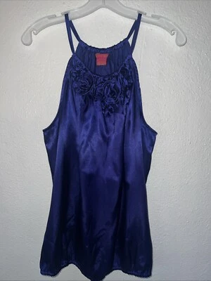 Pulôver Sunny Leigh roxo boho gola flor sem mangas regata de seda tamanho grande - Imagem 1 de 4