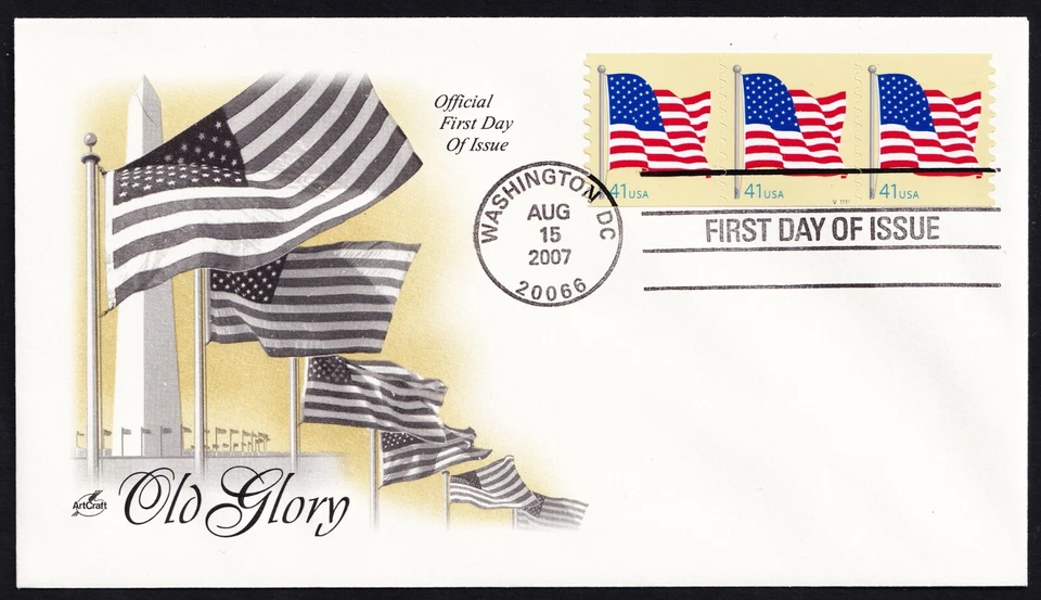 US 2007 Old Glory (4188) PNC Coil Strip V1111 . Artcraft FDC - Image 1 of 1
