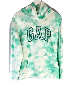 Women’s GAP Hoodie Sweater w/ Tie-dye Print Green & White Size S - Picture 1 of 4