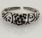 925 Sterling Silver Shiny Flower Scroll Toe Ring Size 3.25 Jewelry