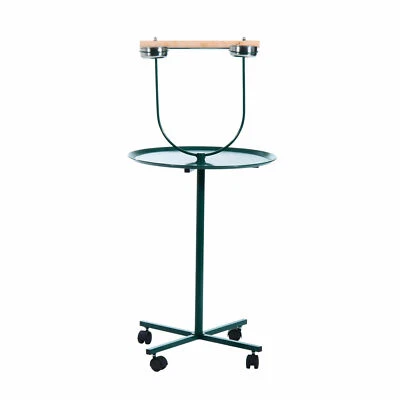 UIRIO 49" Rolling Stainless Steel T-Stand Bird Training Activity Playground with Perch