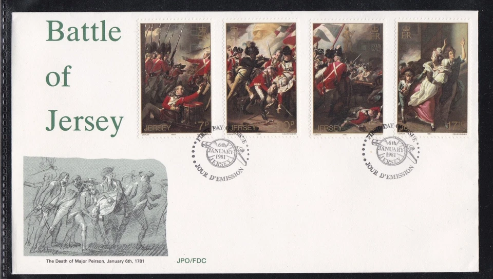 GREAT BRITAIN JERSEY 1981 FDC 200th ANNIV BATTLE OF JERSEY ART PAINTING + CACHET - Image 1 of 1