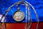 1940s Portugeusa Silver Sailing Coin Pendant on a 24" 925 Sterling Silver Chain