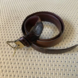 Brown Alligator tabs  and Leather Belt "Made in Italy"  33" to 1st hole preowned - Picture 1 of 9