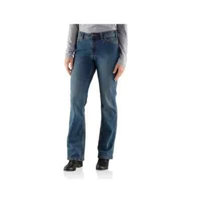 Pantalones de mezclilla Carhartt Jasper Bootcut para mujer 2 azules calce relajado resistentes flexibles NUEVO Foto 1 de 4